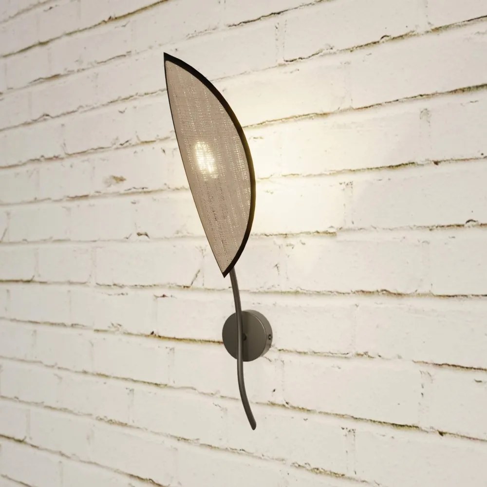Applique da Parete in Acciaio e Tessuto LOTUS K1 Nero E14 Colore del corpo Nero e Rattan
