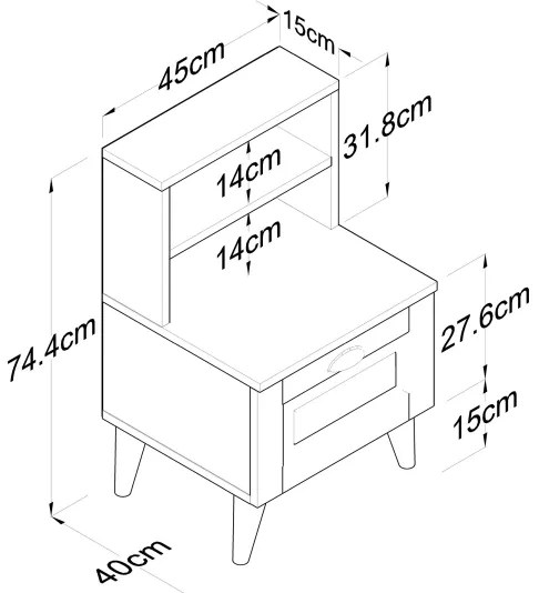 Comodino RANI 45x74,4 cm bianco