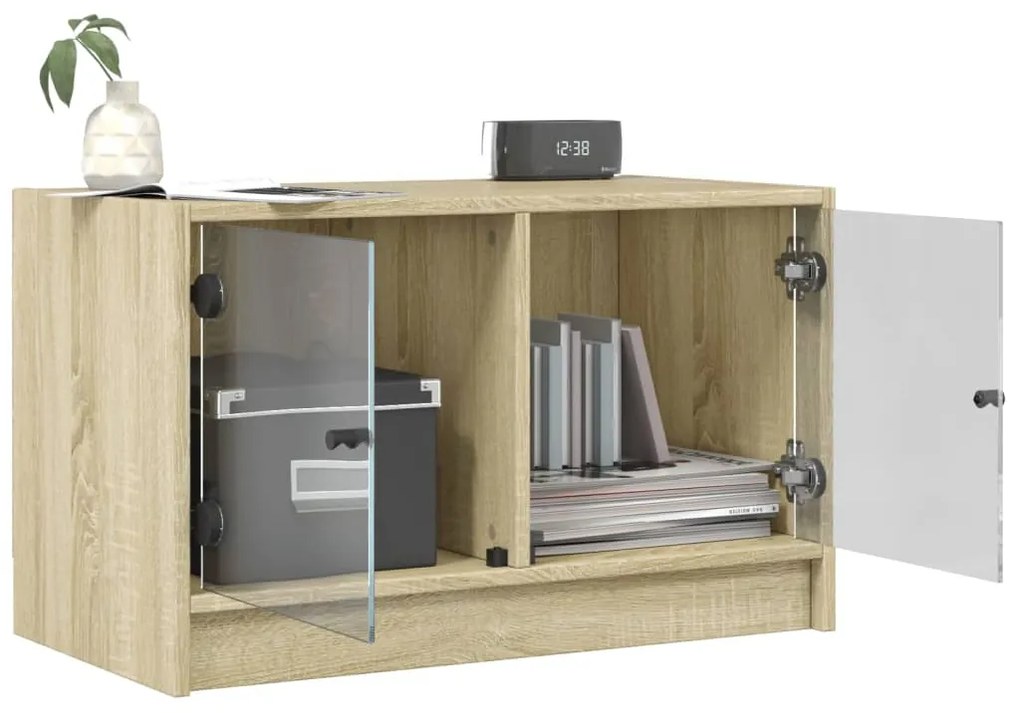 Mobile porta tv con ante in vetro rovere sonoma 68x37x42 cm