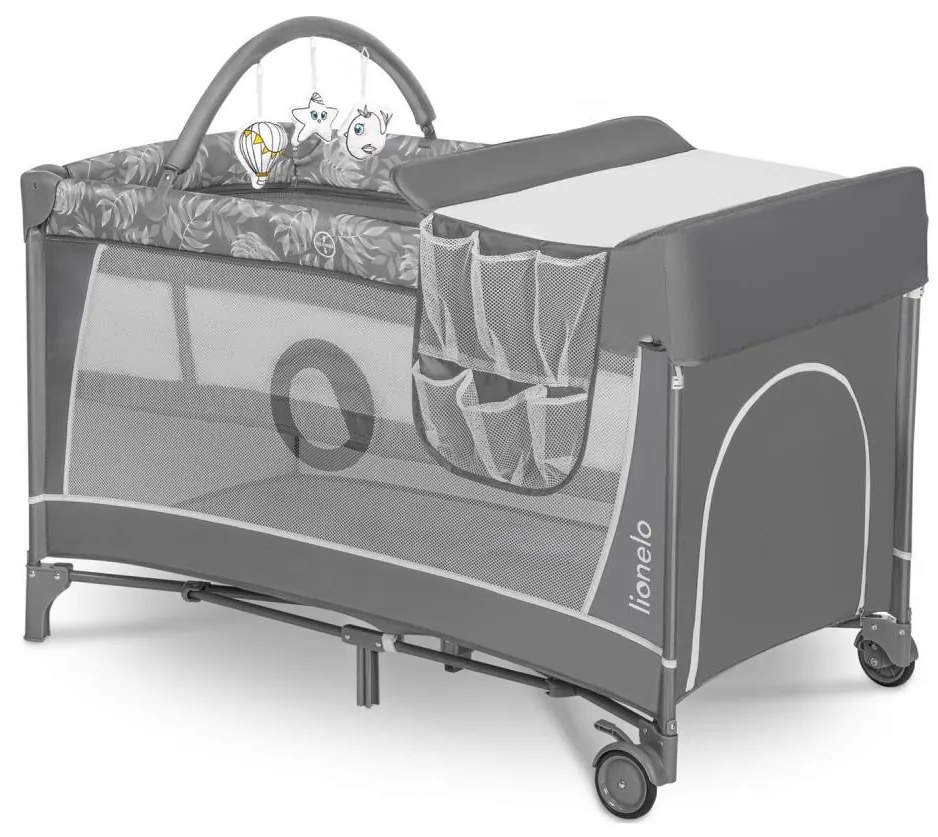 Lionelo - Lettino da viaggio FLOWER Grigio Pietra