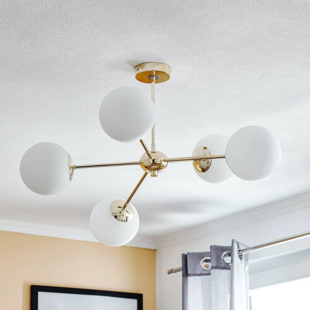 Plafoniera soffitto Dori Euluna, dimmerabile, Ottone / Oro, Soggiorno / Sala da pranzo, Metallo, Plafoniera