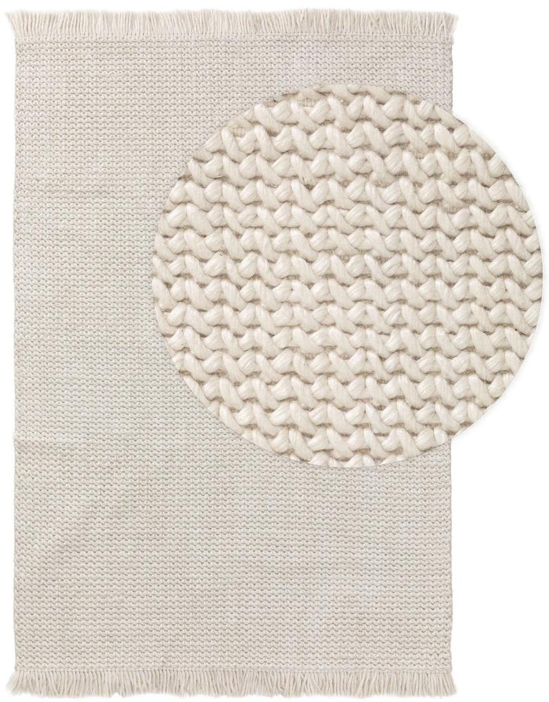 benuta Pure Tappeto di lana Velma Ivory 80x150 cm - Tappeto fibra naturale