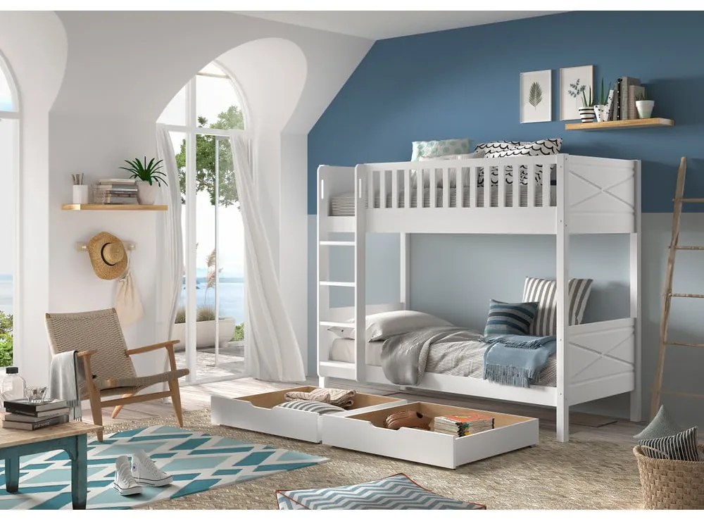 Letto a castello bianco per bambini 90x200 cm Scott - Vipack