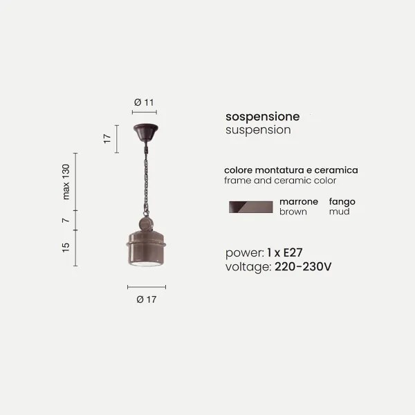 Lampada a sospensione OIL in ceramica smaltata FANGO