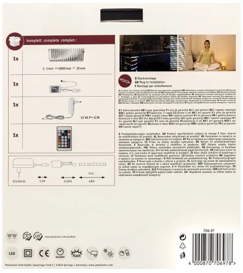Paulmann 70697 - Striscia LED RGBW/10.5W Dimmerabile DIGITALE 4.8m 230V + tc