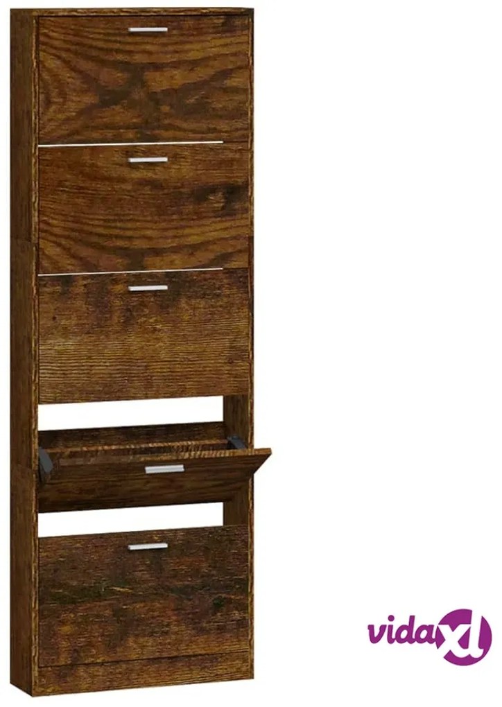 vidaXL Scarpiera Rovere Fumo 59x17x169 cm in Legno Multistrato
