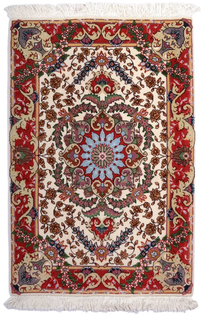Tabriz Tappeto 90x60 Beige (Iran) Annodato A Mano