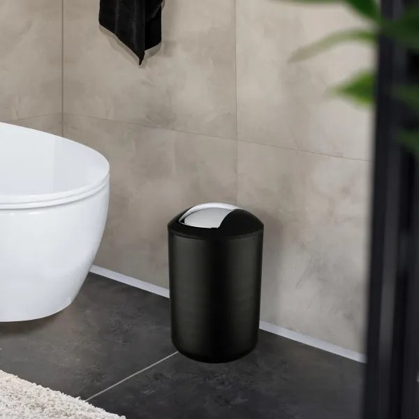 WENKO 21212100 - Cestino BRASIL 19,5x31 cm nero/cromo lucido