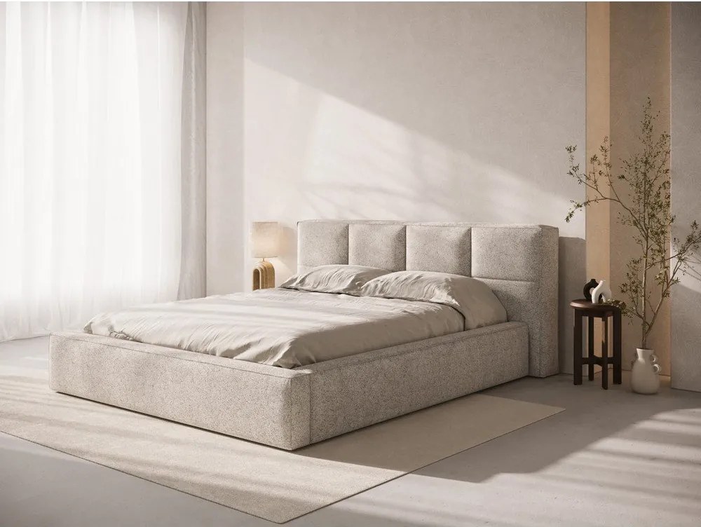 Testiera beige imbottita 249x100 cm Darren – Micadoni