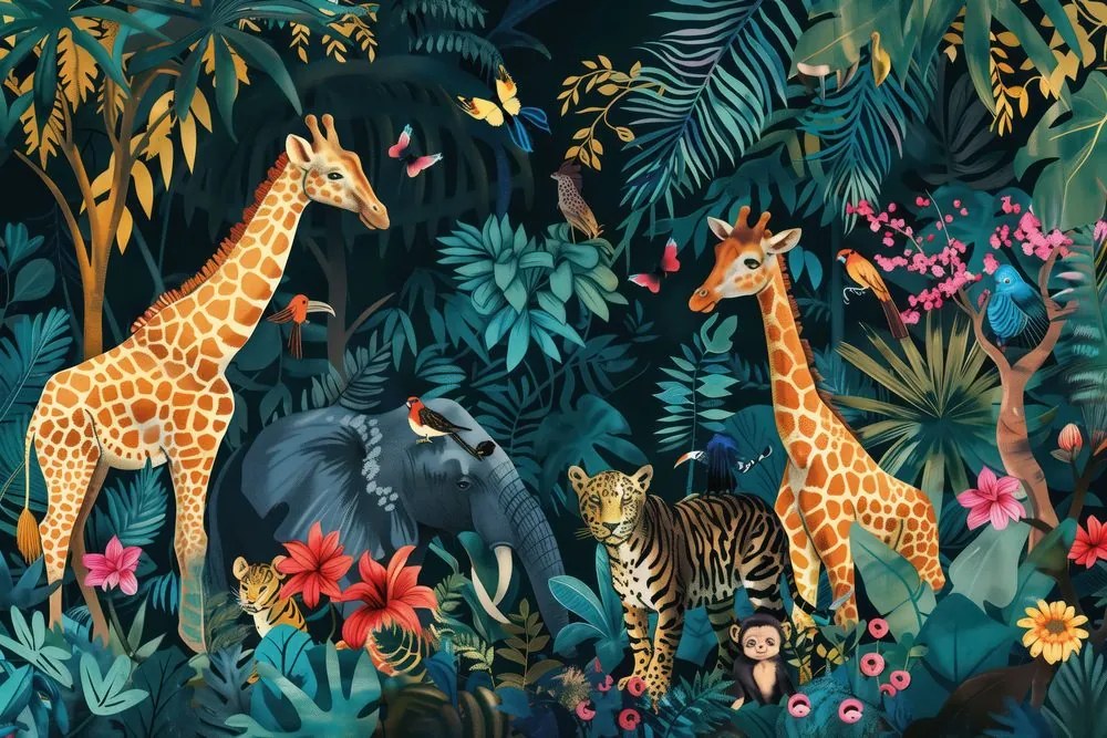 Carta da parati autoadesiva – Animali della giungla