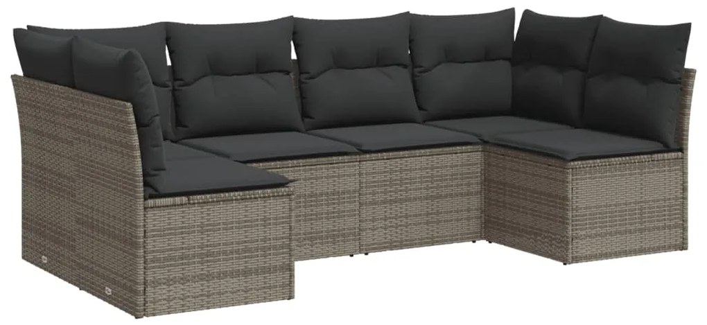 Set divano da giardino 6 pz con cuscini grigio in polyrattan