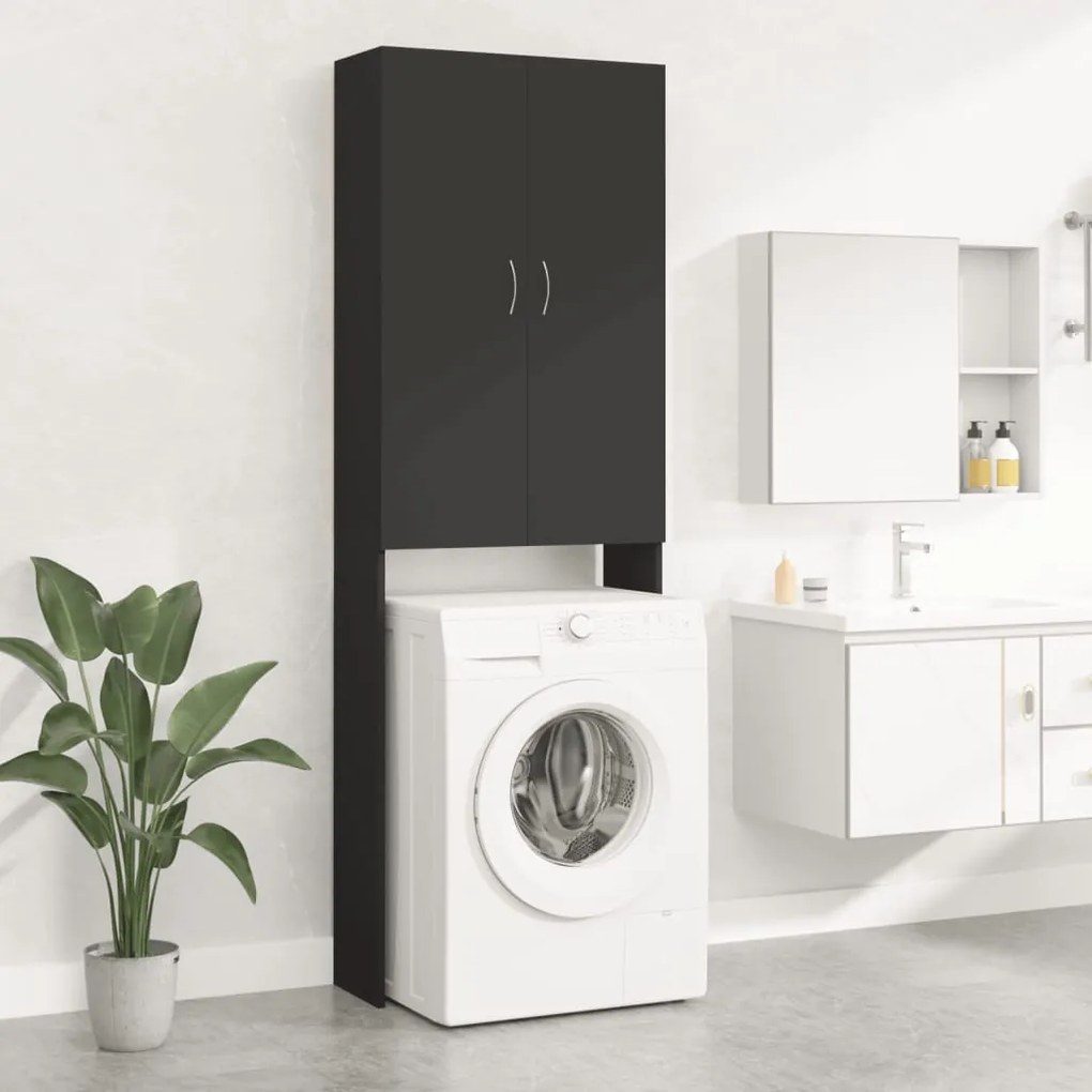 Mobile Per Lavatrice Nero 64x25,5x190 Cm /