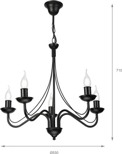 Lampadario a catena ANTON 5xE14/15W/230V nero