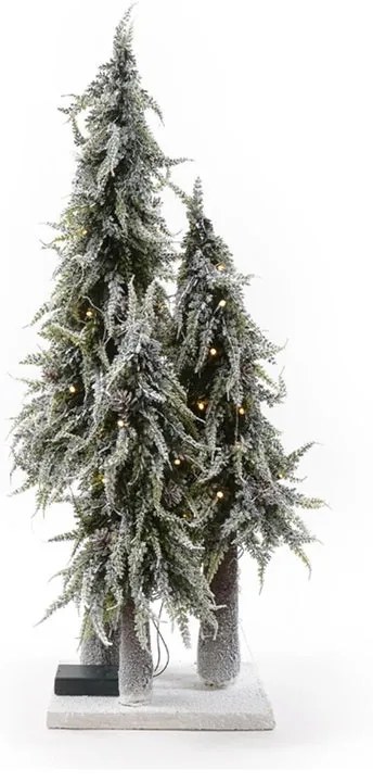 Albero di Natale artificiale innevato innevato verde con illuminazione H 17 cm x Ø 17 cm