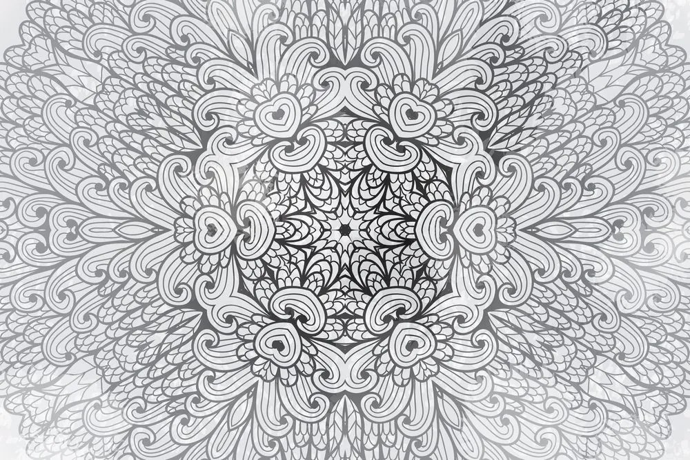 Stampa su tela – Mandala etnica in bianco e nero