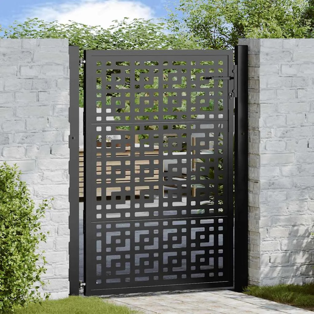Cancello Giardino Nero 105x130 Cm İn Acciaio Design A Croce /