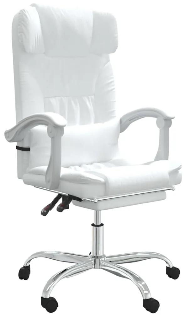 Poltrona da ufficio massaggiante reclinabile bianca similpelle