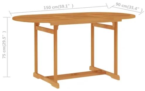 Tavolo da Giardino 150x90x75 cm in Legno Massello di Teak