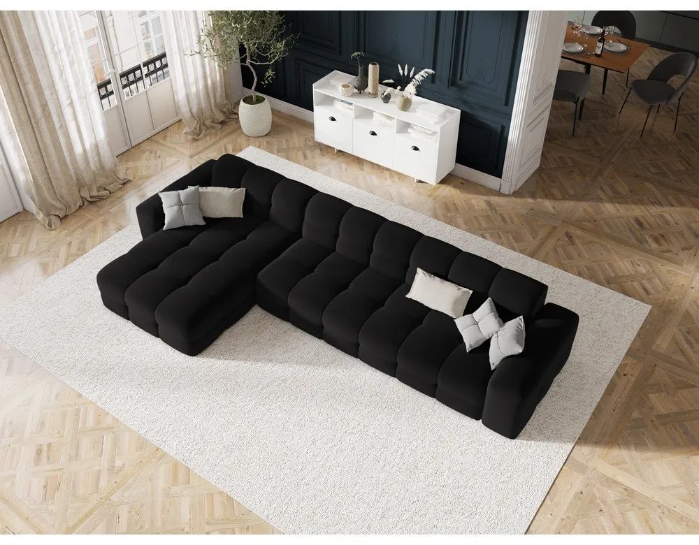Divano angolare in velluto nero (angolo sinistro) Kendal - Micadoni Home