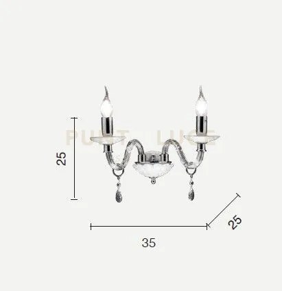 Applique in vetro e cristallo ottano livia 2 luci ap.livia-2-ott