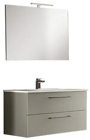 Mobile da bagno sospeso 102 cm con lavabo integrato e specchio Creta Opaco - MAYA1