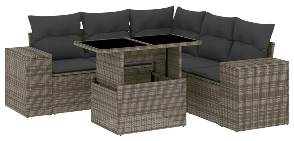 Set divano da giardino 6 pz con cuscini grigio in polyrattan