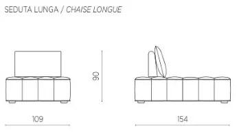 Divano modulare chaise longue 109x154 cm CARROLL Nabuk Tortora