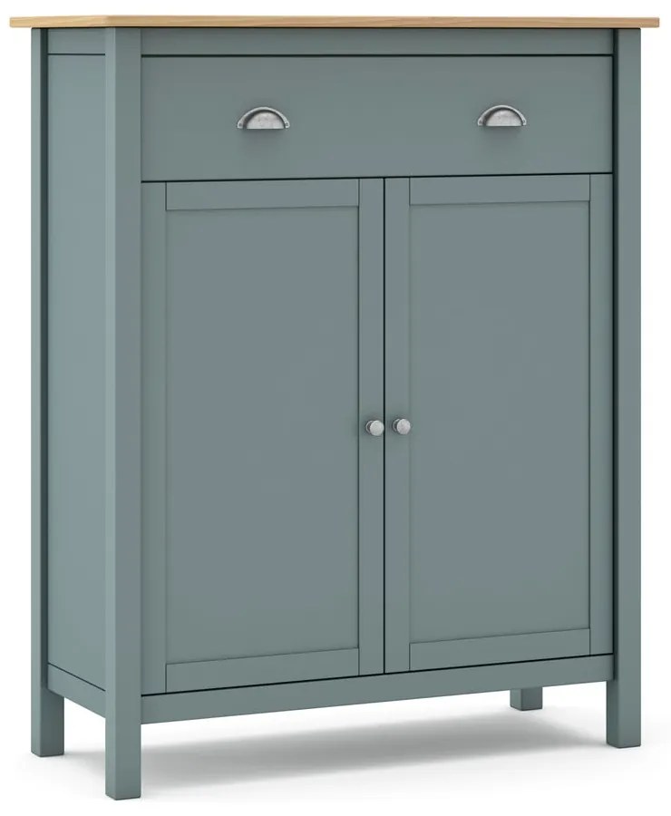 Cassettiera verde polveroso in pino massiccio 90x110x40 cm Misti – Marckeric