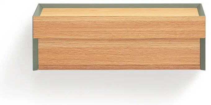 Comodino verde con piano effetto rovere da parete Arista – Teulat