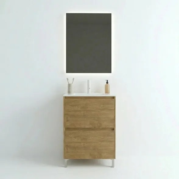 Mobile Bagno Lisbona 2 Cassetti 60 Cm Rovere Naturale