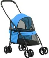 EasyComfort Passeggino per Cani Pieghevole con Tettuccio Regolabile e Ruote Girevoli, 82x47x97cm, Blu