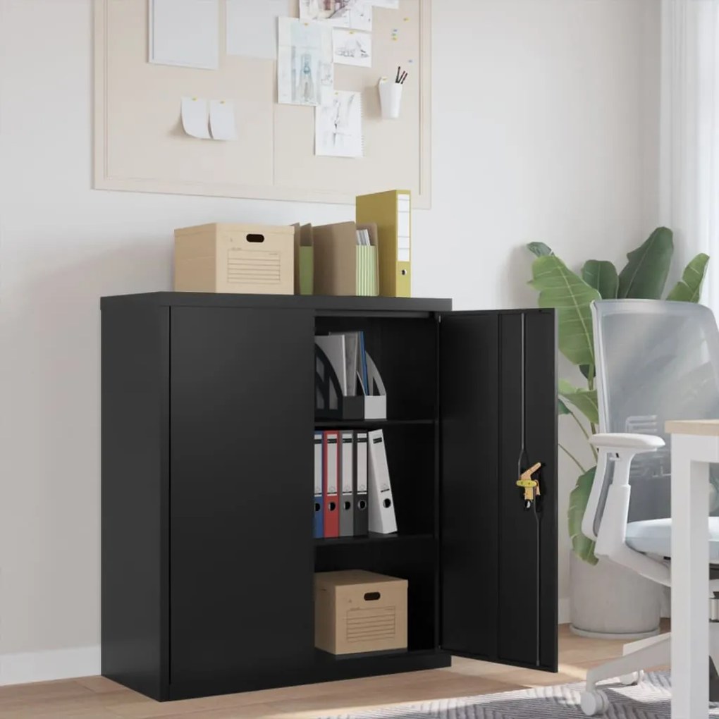 Armadio Classificatore Nero 90x40x105 Cm İn Acciaio /