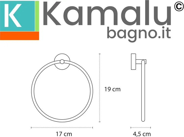 Kamalu - Portasalviette anello da muro in acciaio inox bianco opaco | Monde-B