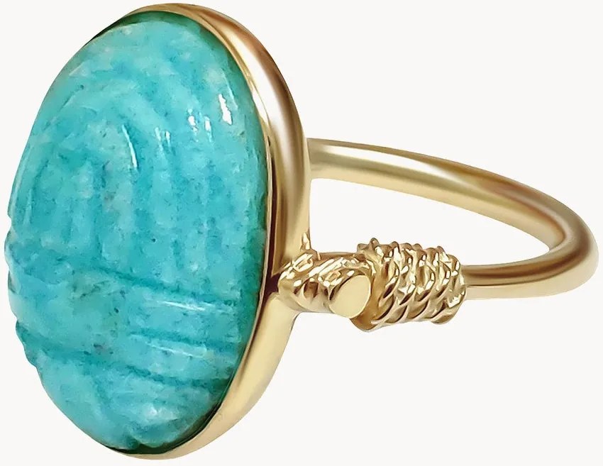 Anello placcato in oro con amazonite Neo