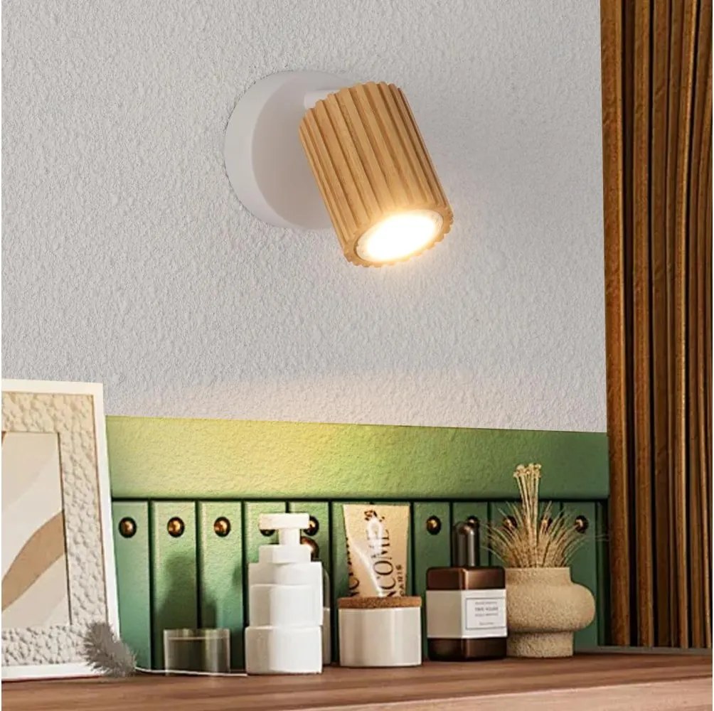 Brilagi - Faretto da parete MODERN WOOD 1xGU10/8W/230V legno/bianco