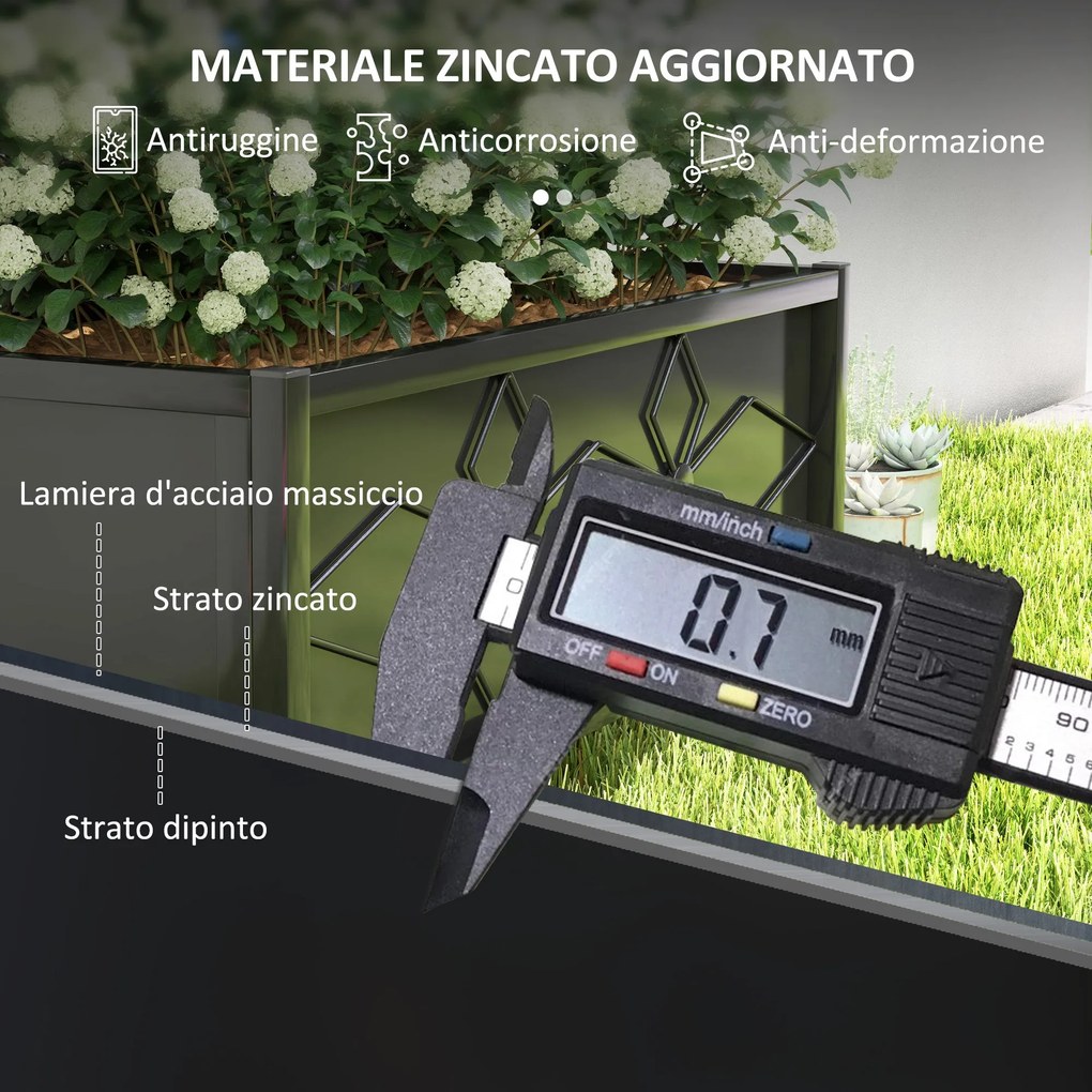 Fioriera Rettangolare con Traliccio per Piante Rampicanti 90x40x120 cm in Acciaio Zincato Nero...
