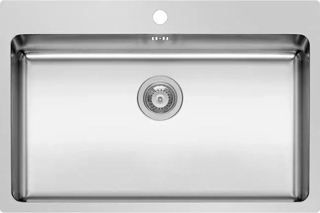 Lavello integrato 1 vasca in inox argento DELINIA Zeria Plus L 50.5 x L 76 cm
