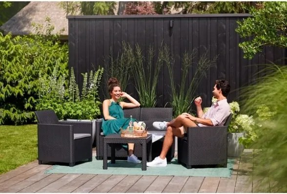 Set Salotto Da Giardino In Resina 2 Poltrone Divano E Tavolino Marie Keter Antracite