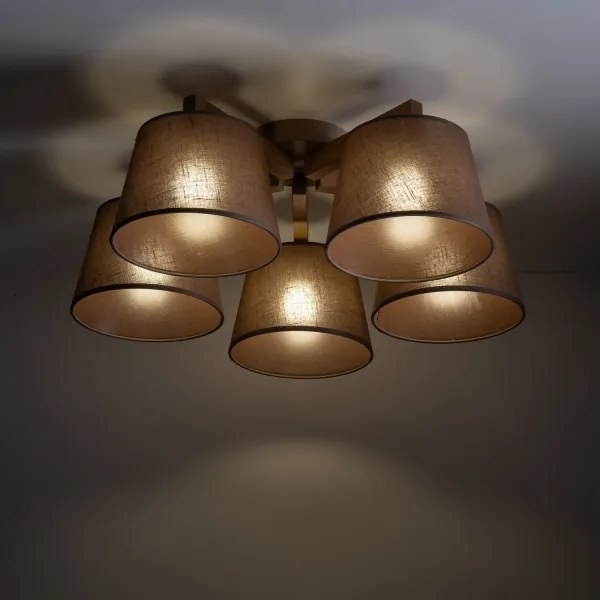 Brilagi - Lampadario a plafone LATTE SABIA 5xE27/15W/230V pino/marrone