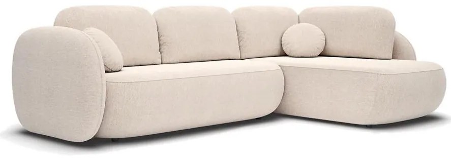 Divano letto angolare con contenitore a L OLBIA, angolo destro, beige