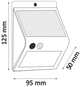 Lampada solare da parete LED con sensore LED/2,2W/3,7V 2200 mAh IP44