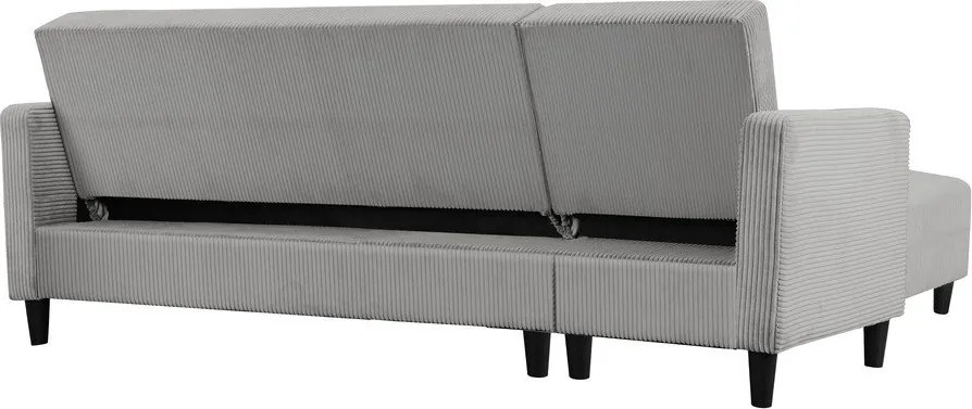 Divano letto angolare in velluto a coste grigio chiaro Hartford - Støraa