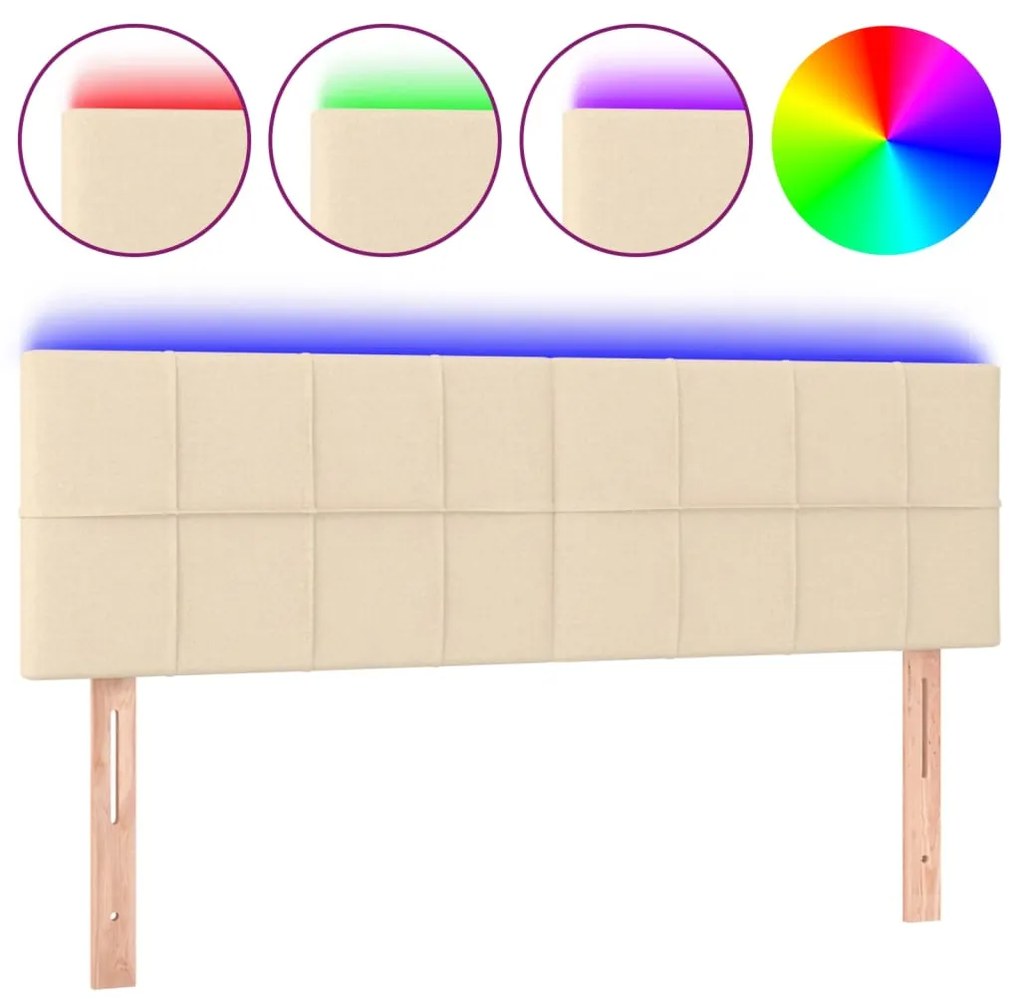 Testiera a led crema 144x5x78/88 cm in tessuto