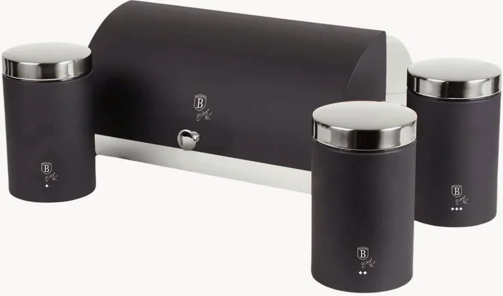Portapane con contenitori in acciaio inox, set da 4