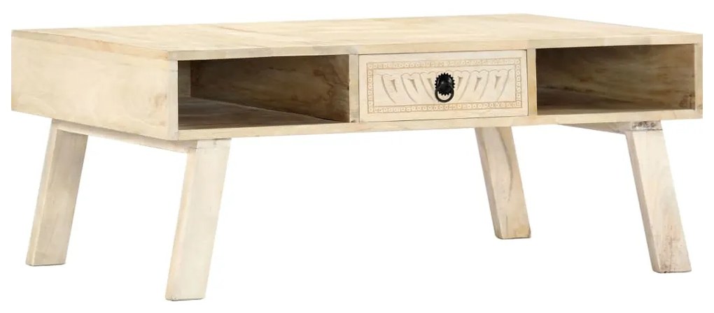 Tavolino Da Salotto 100x60x40cm İn Legno Massello Di Mango /