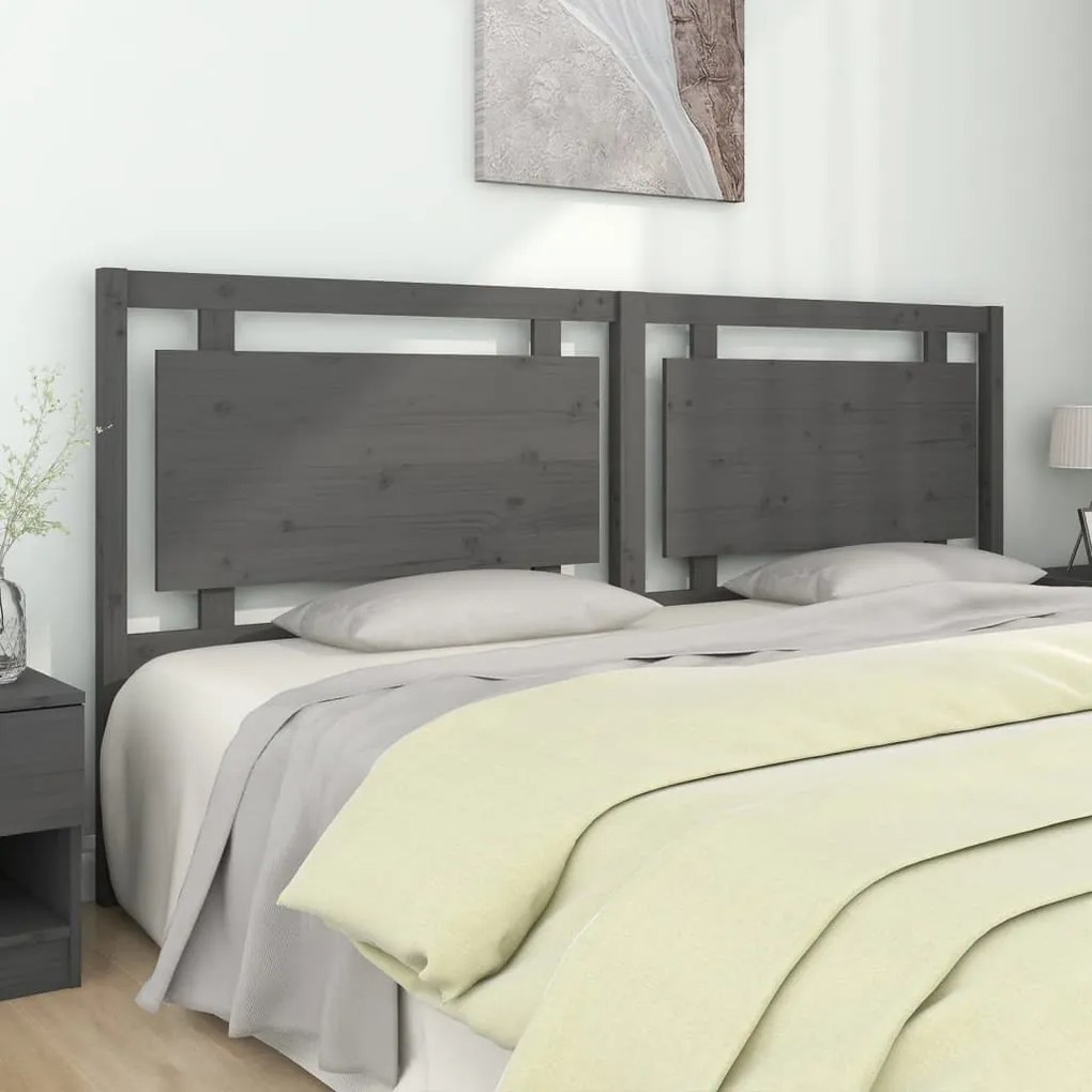 Testiera Per Letto Grigia 205,5x4x100 Cm Legno Massello Di Pino /