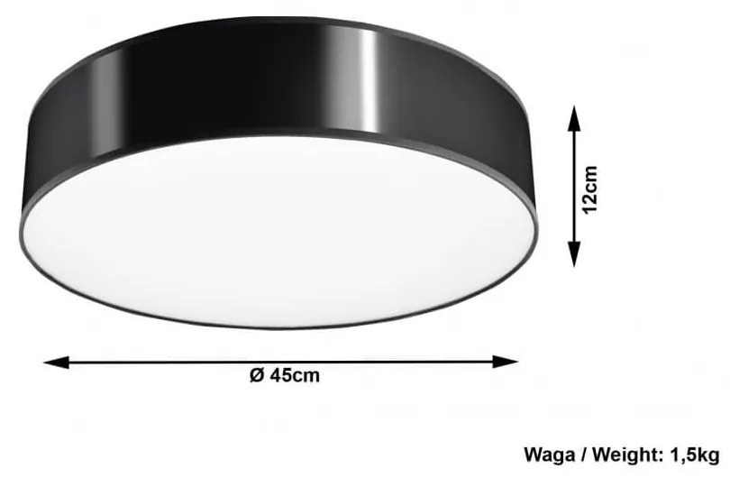 Plafoniera da Soffitto Rotonda in PVC 3xE27 ARENA 45 Nera da interno Colore del corpo Nero