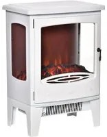 Camino Elettrico da Pavimento 39x26x54,8 cm Effetto Fiamma 2000W Bianco