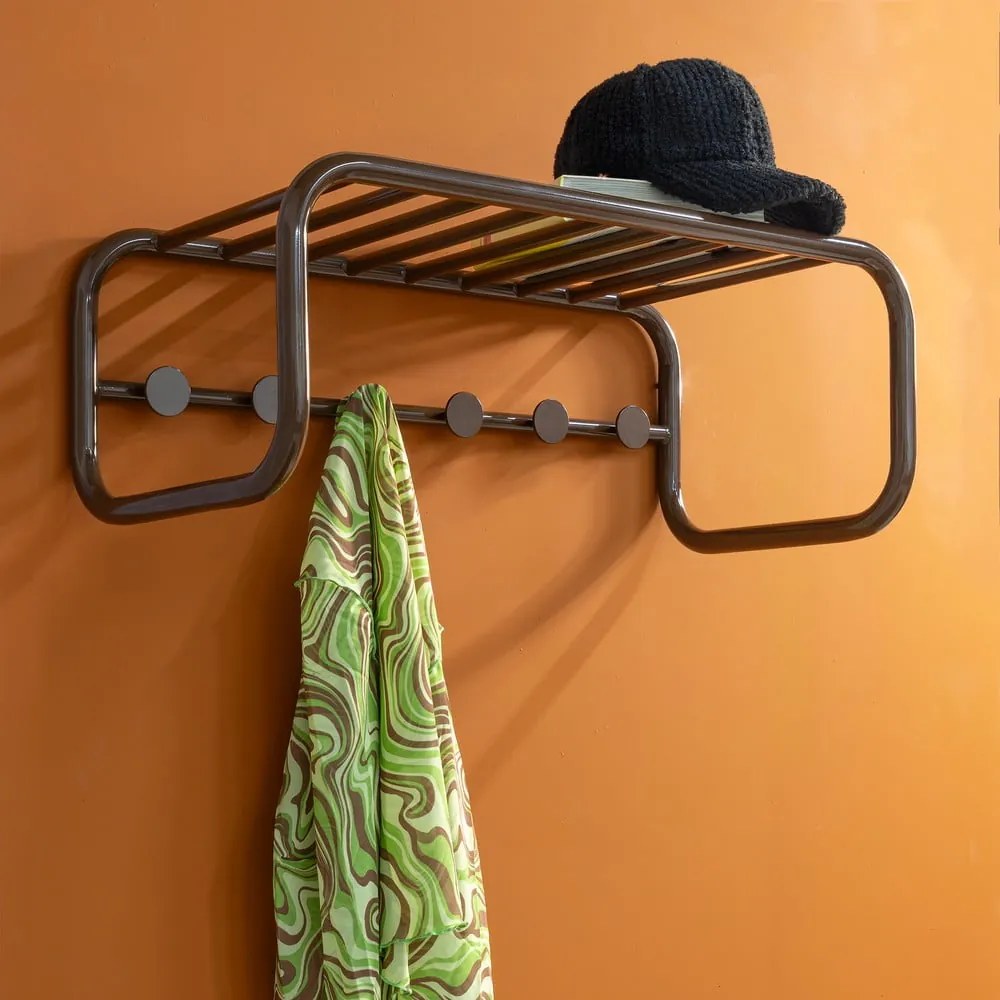 Attaccapanni da parete marrone scuro in metallo con scaffale 72 cm Retro – Spinder Design