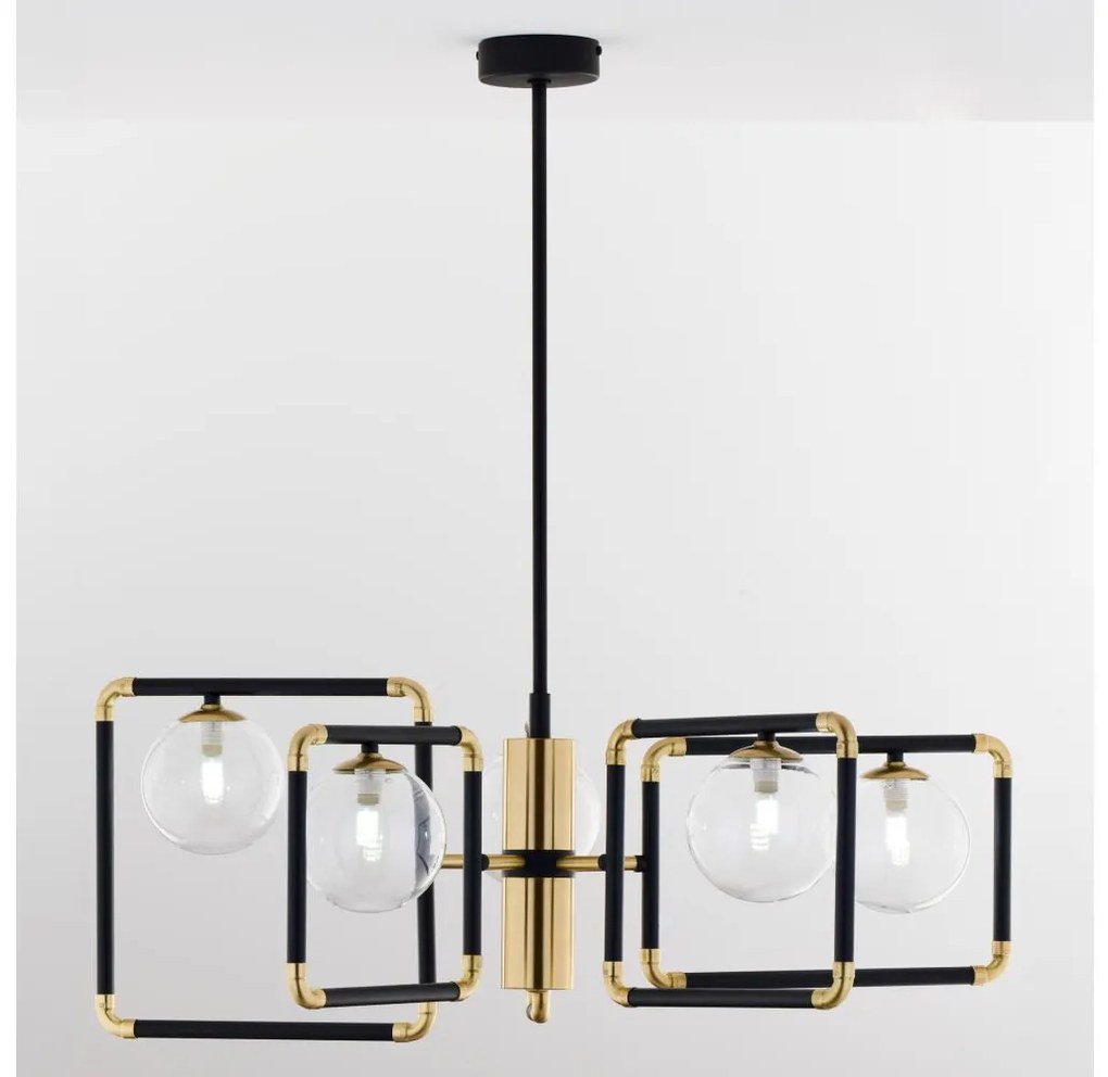 Jupiter 1985 - Lampadario a sospensione con supporto rigido IBRA 5xG9/10W/230V nero/oro